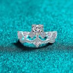 S925 Sterling Silver Moissanite Ring for Women Heart Crown Luxurious Elegant