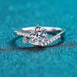 S925 Silver Snowflake Button Ring Fashionable Simple Style Moissanite Women's Ring