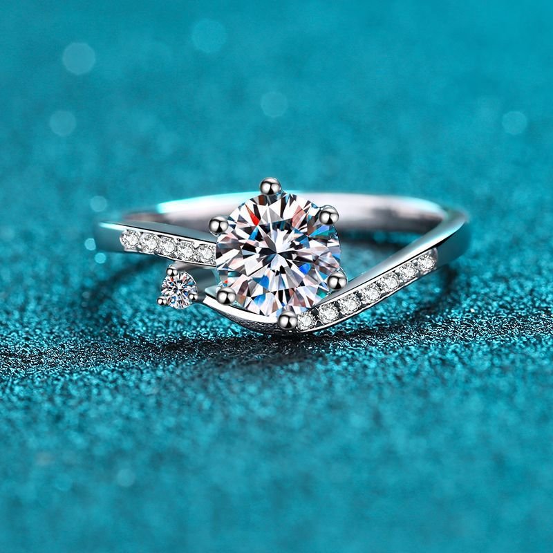 S925 Silver Snowflake Button Ring Fashionable Simple Style Moissanite Women's Ring