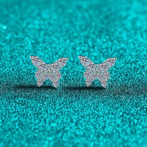 S925 Sterling Silver Butterfly Moissanite Earrings for Women, Sweet and Light Luxury, Simple and Elegant, Daily Wear