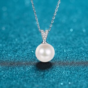 S925 Sterling Silver Clavicle Chain Necklace for Women 10mm Flawless Freshwater Pearl Simple Moissanite Necklace