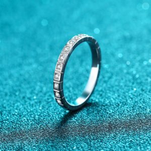S925 Silver Ring for Women Half Circle Moissanite Pinky Ring Small Ice Style