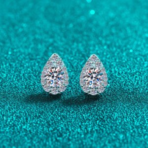 S925 Sterling Silver Pear-Shaped Moissanite Earrings Drop Water Drop Simple Daily Versatile