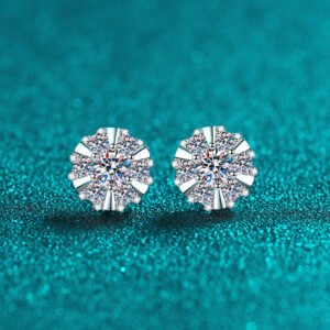 S925 Sterling Silver Moissanite Earrings Sunflower Design Delicate Light Luxury Daily Versatile Holiday Gift