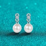 S925 Silver Moissanite Pearl Earrings Fashionable Simple Commuter Earrings Holiday Gift