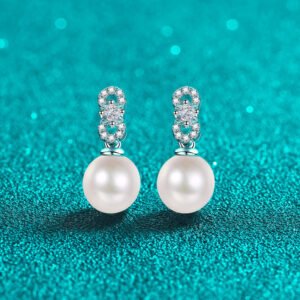 S925 Silver Moissanite Pearl Earrings Fashionable Simple Commuter Earrings Holiday Gift