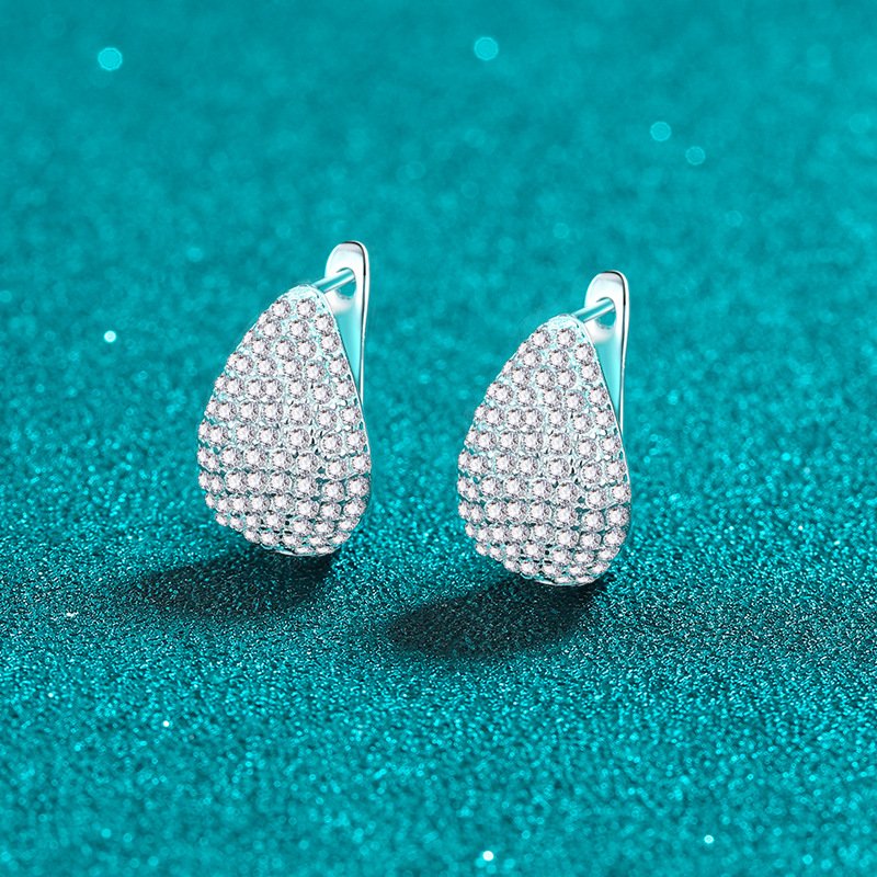 S925 Sterling Silver Moissanite Drop Pear-Shaped Earrings Minimalist High-End Women's Fashion Ear Accessories