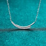 S925 Sterling Silver Moissanite Necklace for Women, Smile Pavé Line Chain, Simple High-End Cool Style, Gift for Friends