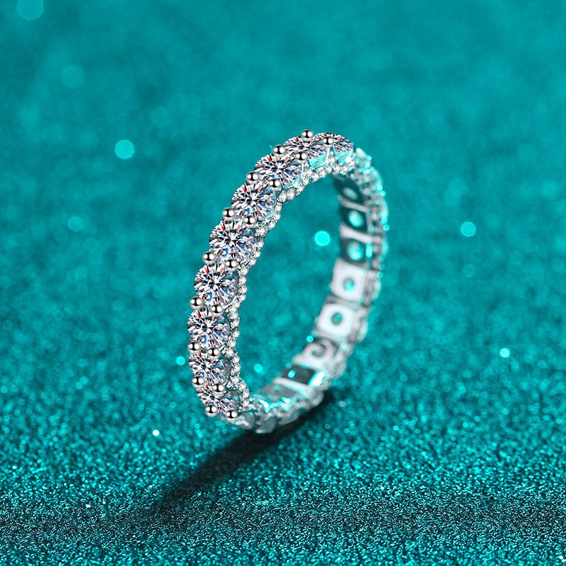S925 Sterling Silver Ring for Women with Moissanite Cluster, Cuban Style, Factory Direct Wholesale
