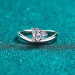 S925 Sterling Silver Moissanite Ring for Women Heart Shape Halo Ring Simple Personality Gift for Girlfriend