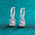 S925 Sterling Silver Moissanite Stud Earrings for Women, Rectangular Drop, Luxury Style, Fashion Daily Wear