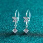 S925 Sterling Silver Moissanite Butterfly Earrings for Women, Tassel Drop Earrings, Delicate and Simple
