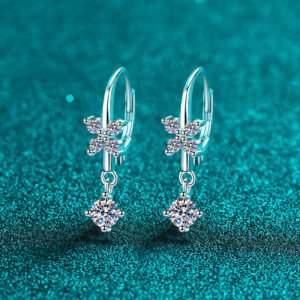 S925 Sterling Silver Moissanite Butterfly Earrings for Women, Tassel Drop Earrings, Delicate and Simple