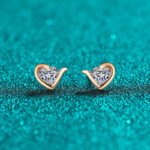 S925 Sterling Silver Moissanite Champagne Gold Heart-Shaped Earrings for Women, Unique Design, Exquisite and Compact, Daily Versatile