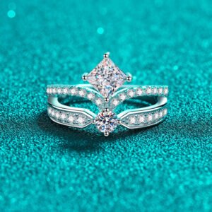 S925 Sterling Silver Crown Ring for Women with Moissanite