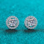 Moissanite Earrings 925 Silver Student Women Korean Japanese Simple Round Stud