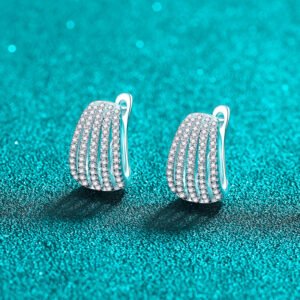 S925 Sterling Silver Moissanite Stud Earrings for Women, Full Diamond-Cut, Fashionable Ear Cuff, Simple Style, Holiday Gift