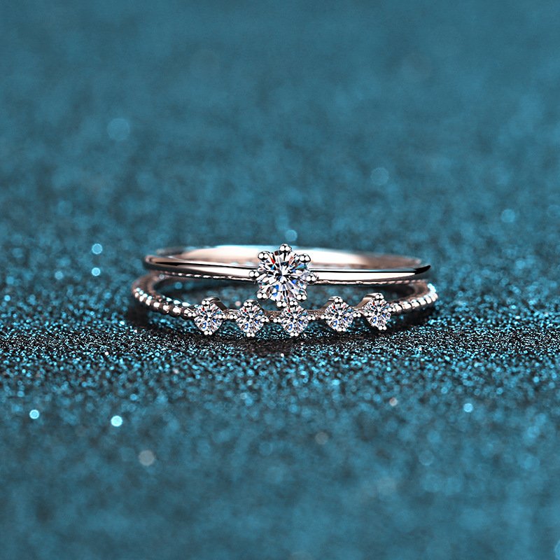 S925 Sterling Silver Women's 10-Point Moissanite Ring Eight-Claw Setting Factory Wholesale Diamond Ring