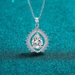 S925 Sterling Silver Pear-Shaped Moissanite Pendant Necklace for Women, Sunflower Teardrop Pendant, Elegant Luxury Collarbone Chain
