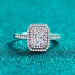 925 Silver Plated Rose Gold and Platinum Tone 1 Carat Moissanite Radiant Emerald Cut Ring