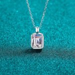 S925 Sterling Silver Moissanite Necklace for Women, Minimalist Square Pendant, Collarbone Chain, Daily Versatile