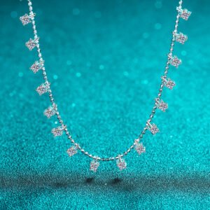 S925 Sterling Silver Necklace Women Starry Sky Full Moissanite Choker Chain