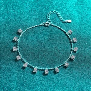 S925 Sterling Silver Moissanite Bracelet, Light Luxury Tassel Bangle, Elegant Daily Wear, Factory Stock