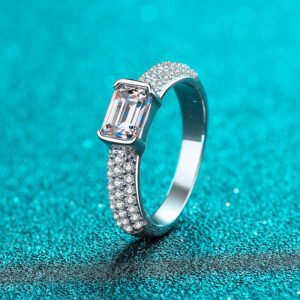 S925 Sterling Silver Women's Radiant Cut and Emerald Cut Moissanite Ring