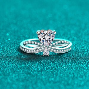S925 Sterling Silver Heartbeat Ring for Women, Moissanite Ring with Gold Plating, Factory Direct Wholesale