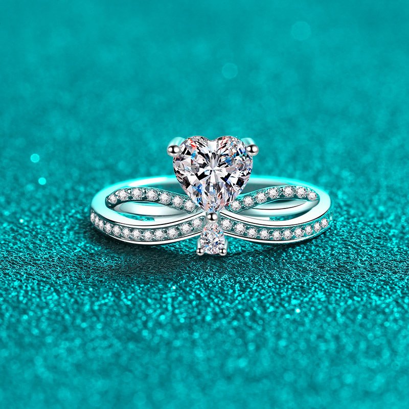 S925 Sterling Silver Heartbeat Ring for Women, Moissanite Ring with Gold Plating, Factory Direct Wholesale