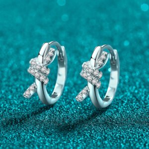 S925 Silver Moissanite Earrings with Knot Design, Fashionable Ear Accessories
