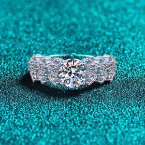 S925 Sterling Silver Moissanite Ring for Women, Rectangular Beveled 1 Carat, Light Luxury Festive Gift