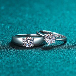 S925 Sterling Silver Korean Style Open Ring Moissanite Diamond Couple Ring Factory