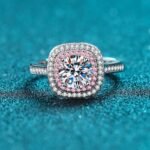 S925 Silver Square Wrap Women's Ring 1 Carat Moissanite Ring Fashionable Ring