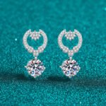 S925 Sterling Silver Moissanite Stud Earrings for Women, Trendy Drop Earrings, Exquisite Light Luxury Holiday Gift