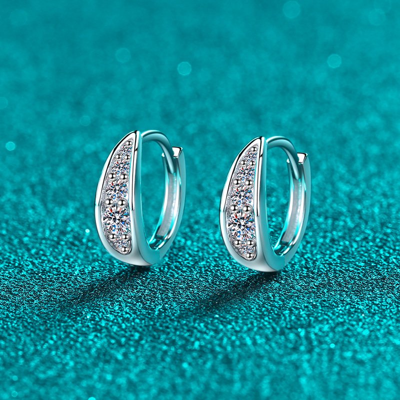 S925 Sterling Silver Moissanite Earrings for Women, Simple Ear Cuff, Daily Versatile Student Gift
