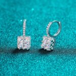 S925 Sterling Silver Princess Cut Moissanite Earrings for Women, Ear Cuff, Factory Direct Wholesale