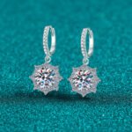 S925 Sterling Silver Moissanite Earrings for Women, Octagonal Ear Cuff, Exquisite Light Luxury Festive Gift