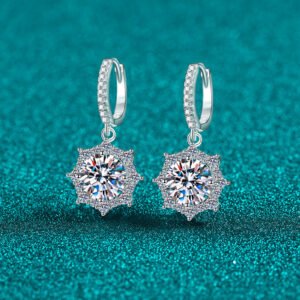 S925 Sterling Silver Moissanite Earrings for Women, Octagonal Ear Cuff, Exquisite Light Luxury Festive Gift
