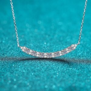 925 Silver Smile Necklace Moissanite Pendant Chain Fashion Simple Korean Style