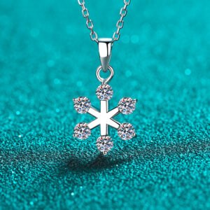 S925 Sterling Silver Moissanite Snowflake Pendant Necklace for Women, Simple and Elegant, Valentine's Day Gift for Friends
