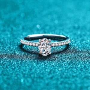 S925 Sterling Silver Oval Moissanite Engagement Ring for Women