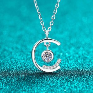 S925 Sterling Silver Full Moissanite Necklace for Women, Delicate Pendant, Light Luxury Elegant Collarbone Chain