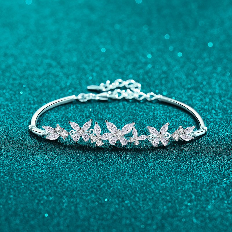 S925 Sterling Silver Full Moissanite Butterfly Bracelet for Women, Luxury, Exquisite, Simple Daily Wear
