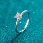 S925 Sterling Silver Ring for Women Princess Cut Moissanite Simple Band Factory Direct Wholesale