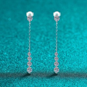 S925 Sterling Silver Moissanite Earrings for Women, Tassel Drop Earrings, Exquisite and Luxurious