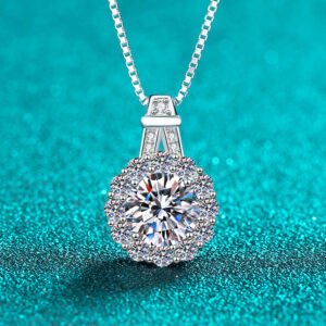 S925 Sterling Silver Moissanite Sunflower Pendant Necklace for Women, Ins Simple Fashion Versatile