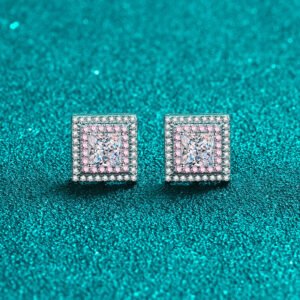 S925 Sterling Silver Moissanite Stud Earrings for Women, Rose Gold Tone, Factory Direct Wholesale