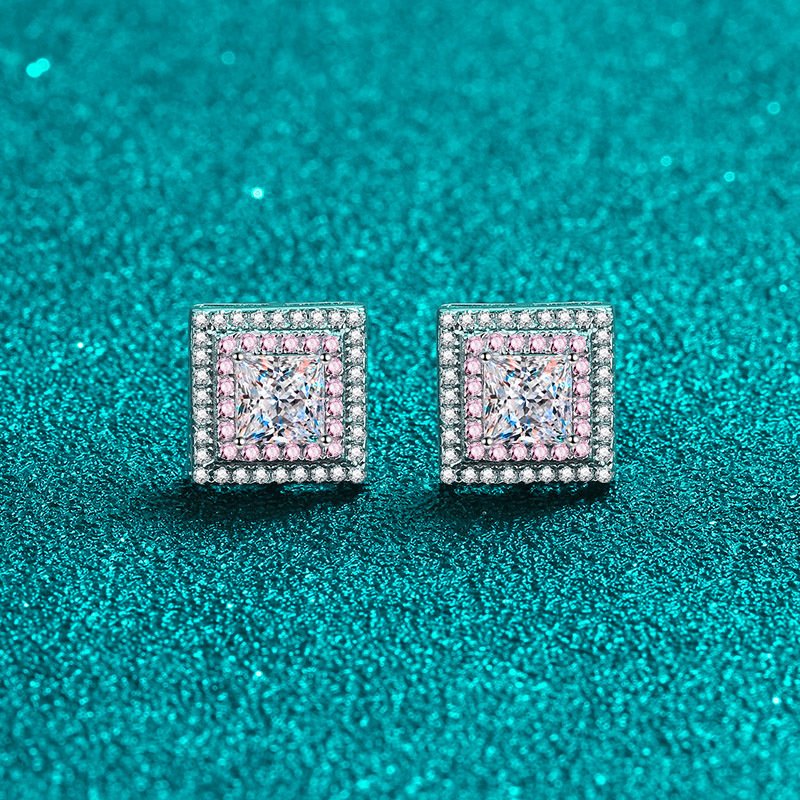 S925 Sterling Silver Moissanite Stud Earrings for Women, Rose Gold Tone, Factory Direct Wholesale