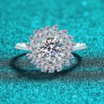 S925 Sterling Silver Moissanite Ring Women Geometric Rectangular Chamfered Sunflower Ring Luxurious High-End